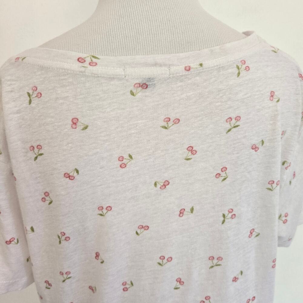 Rails Women Cherry Print Linen Tee Cara Lightweight Summer Fruit Novelty Large - Picture 8 of 13